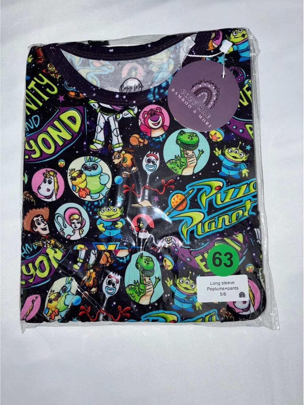 Cozy Mae Bamboo Toy Story Long Sleeve Peplum Set 5/6 NWT